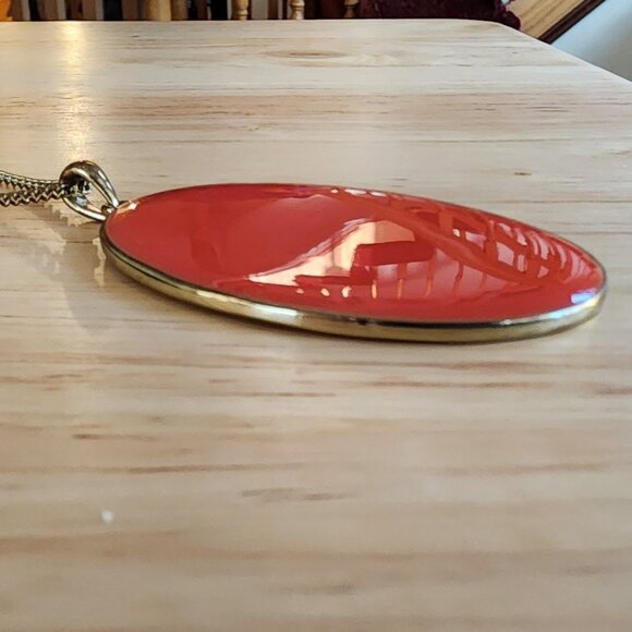 Claire's Coral Enamel Pendant Necklace - Picture 9 of 14